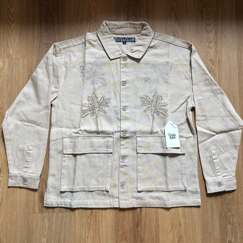 Rock & Caleb Embroidered Jacket in a Sand Colorway New with Tags Size Medium